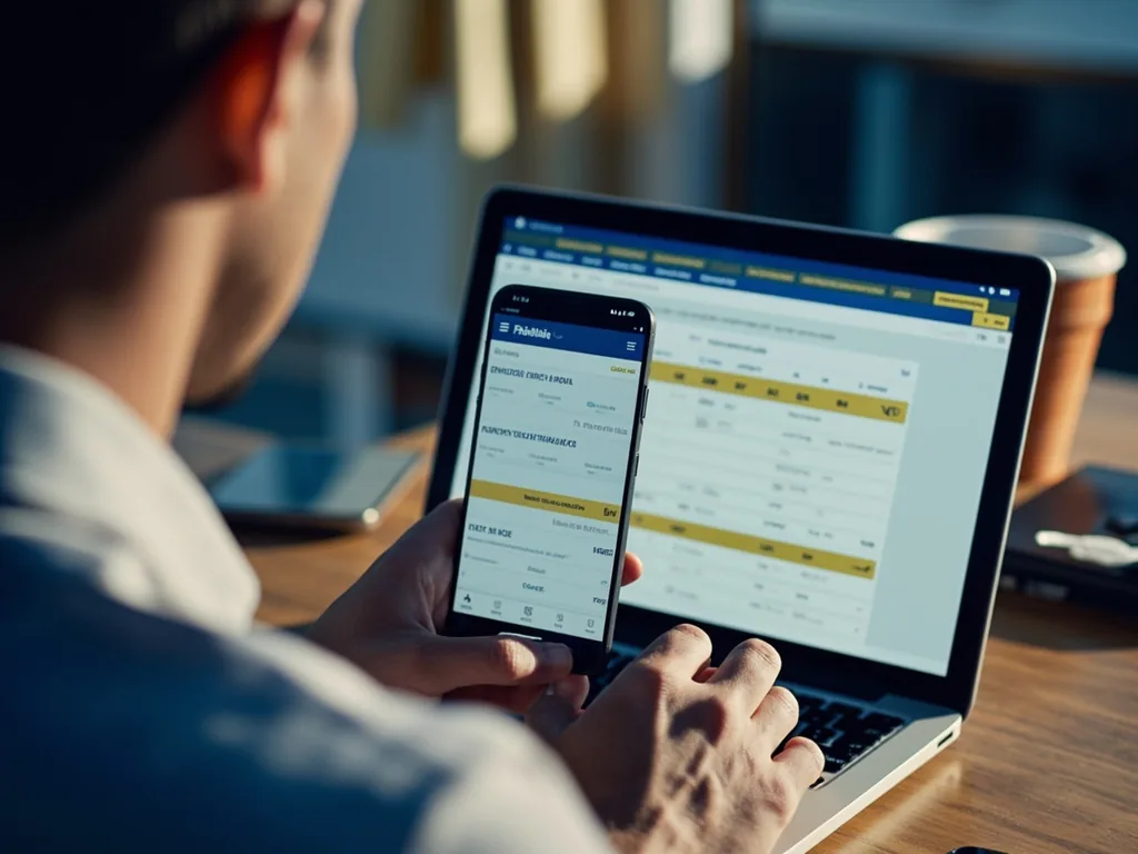 Official cricket fixture and match centre verification on laptop and phone
